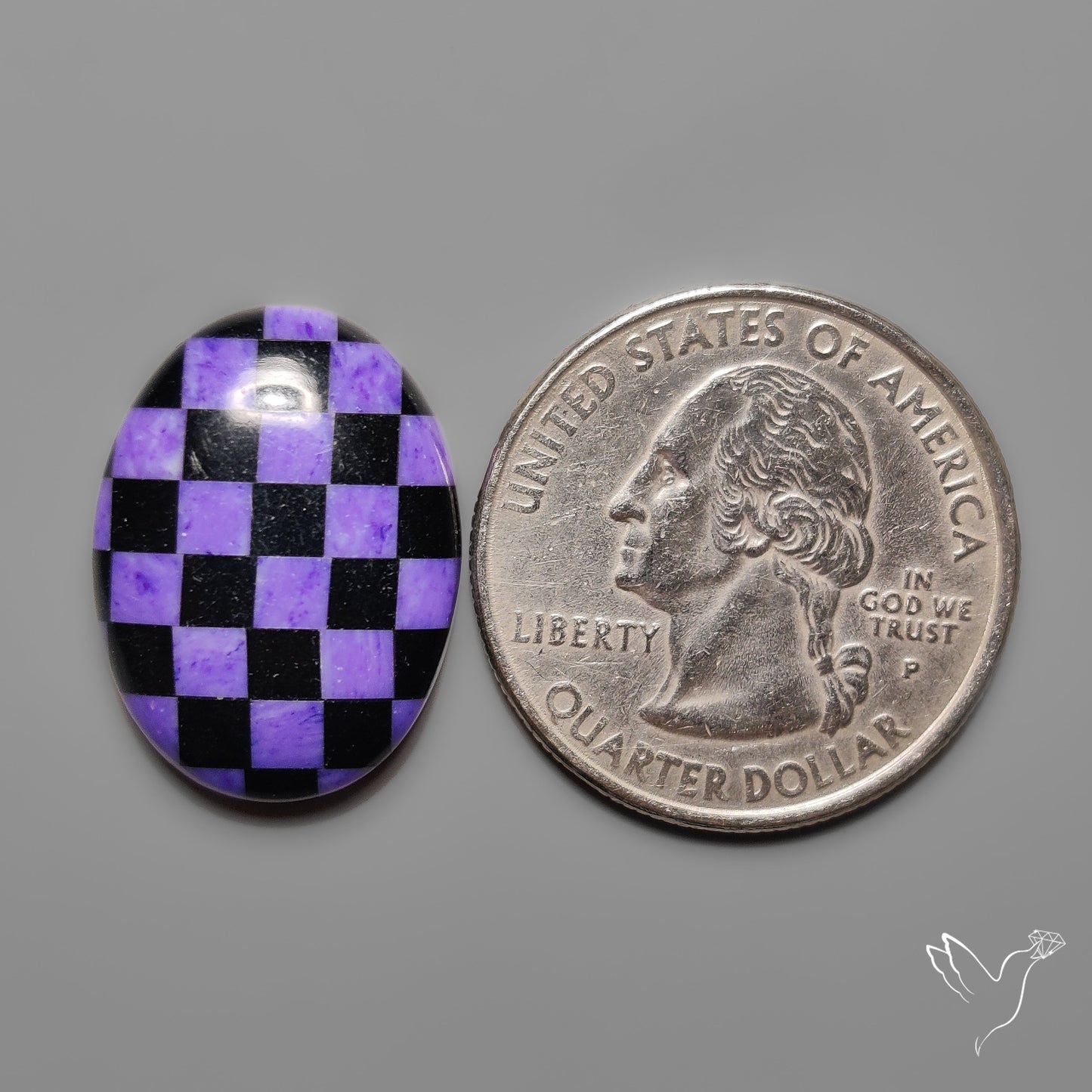 Charoite and Onyx Mosaic Cabochon