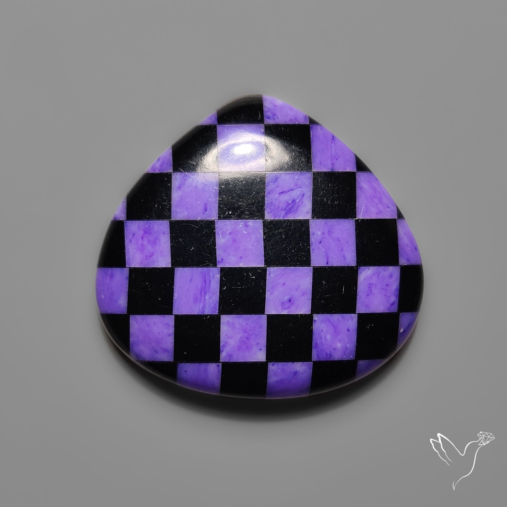 Charoite and Onyx Mosaic Cabochon