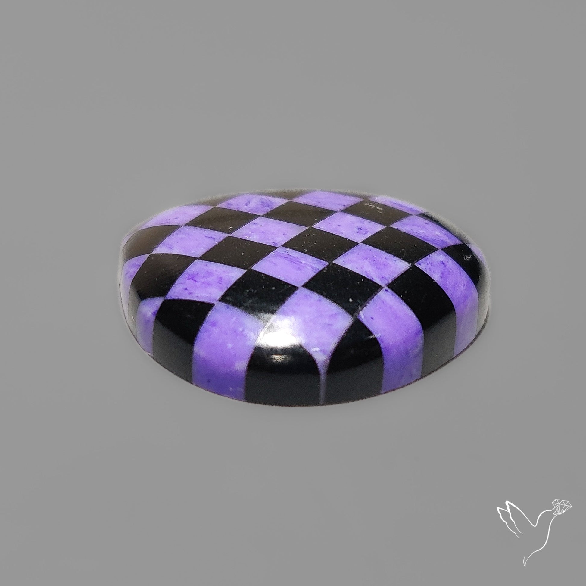 Charoite and Onyx Mosaic Cabochon