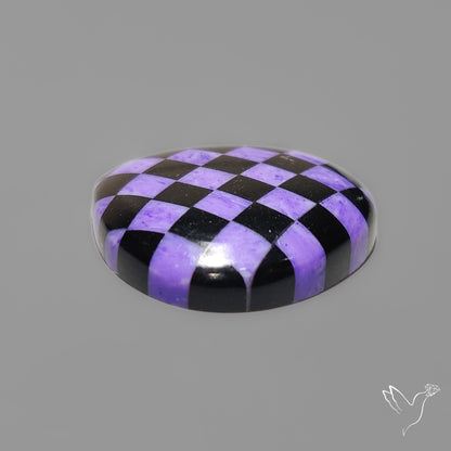 Charoite and Onyx Mosaic Cabochon