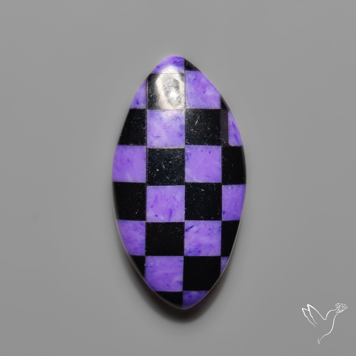 Charoite and Onyx Mosaic Cabochon