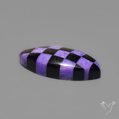 Charoite and Onyx Mosaic Cabochon