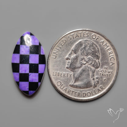 Charoite and Onyx Mosaic Cabochon