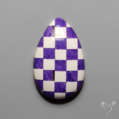 Charoite and Onyx Mosaic Cabochon