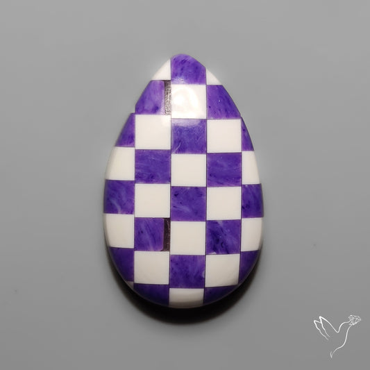 Charoite and Onyx Mosaic Cabochon