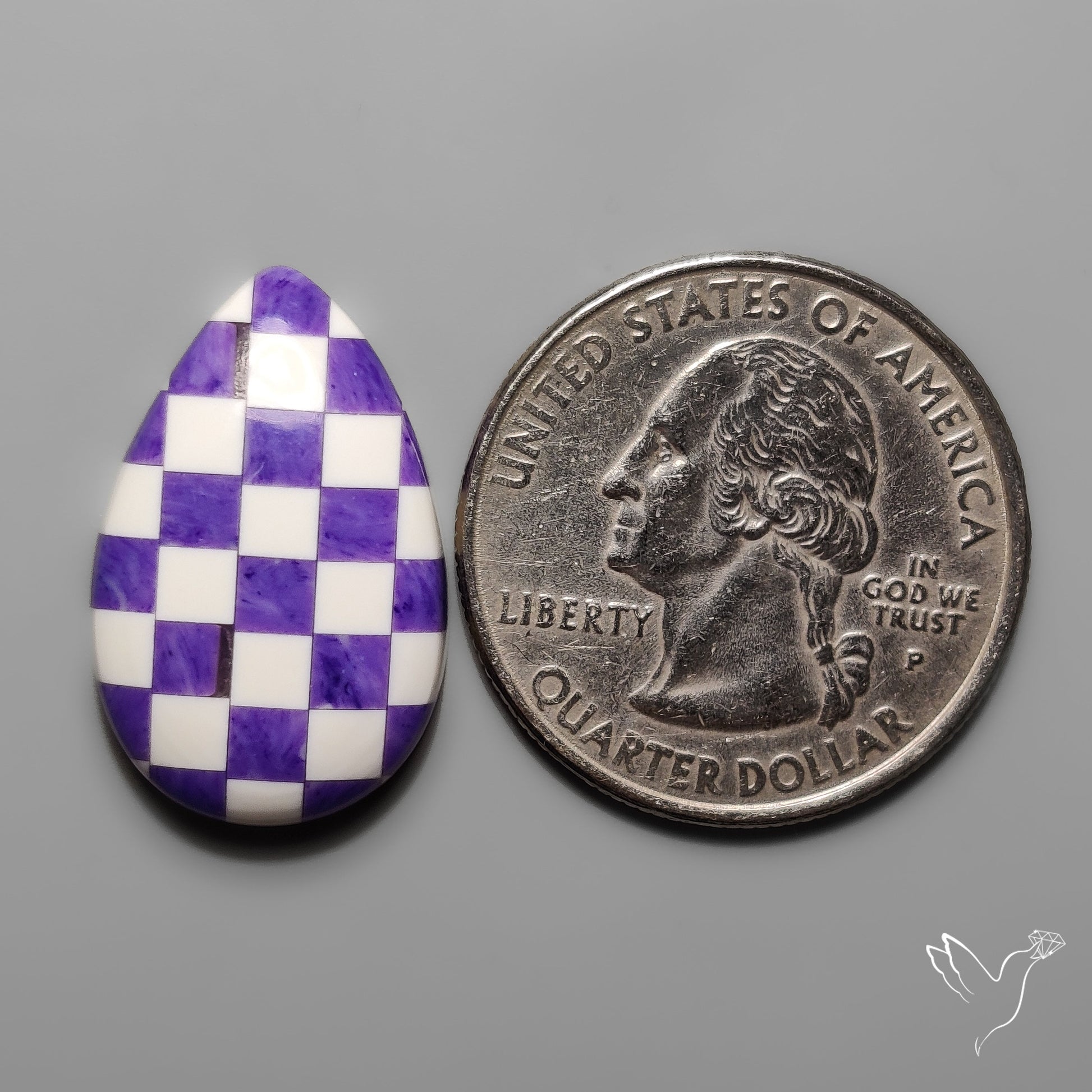 Charoite and Onyx Mosaic Cabochon