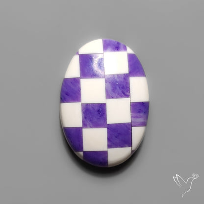 Charoite and Onyx Mosaic Cabochon