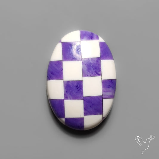Charoite and Onyx Mosaic Cabochon