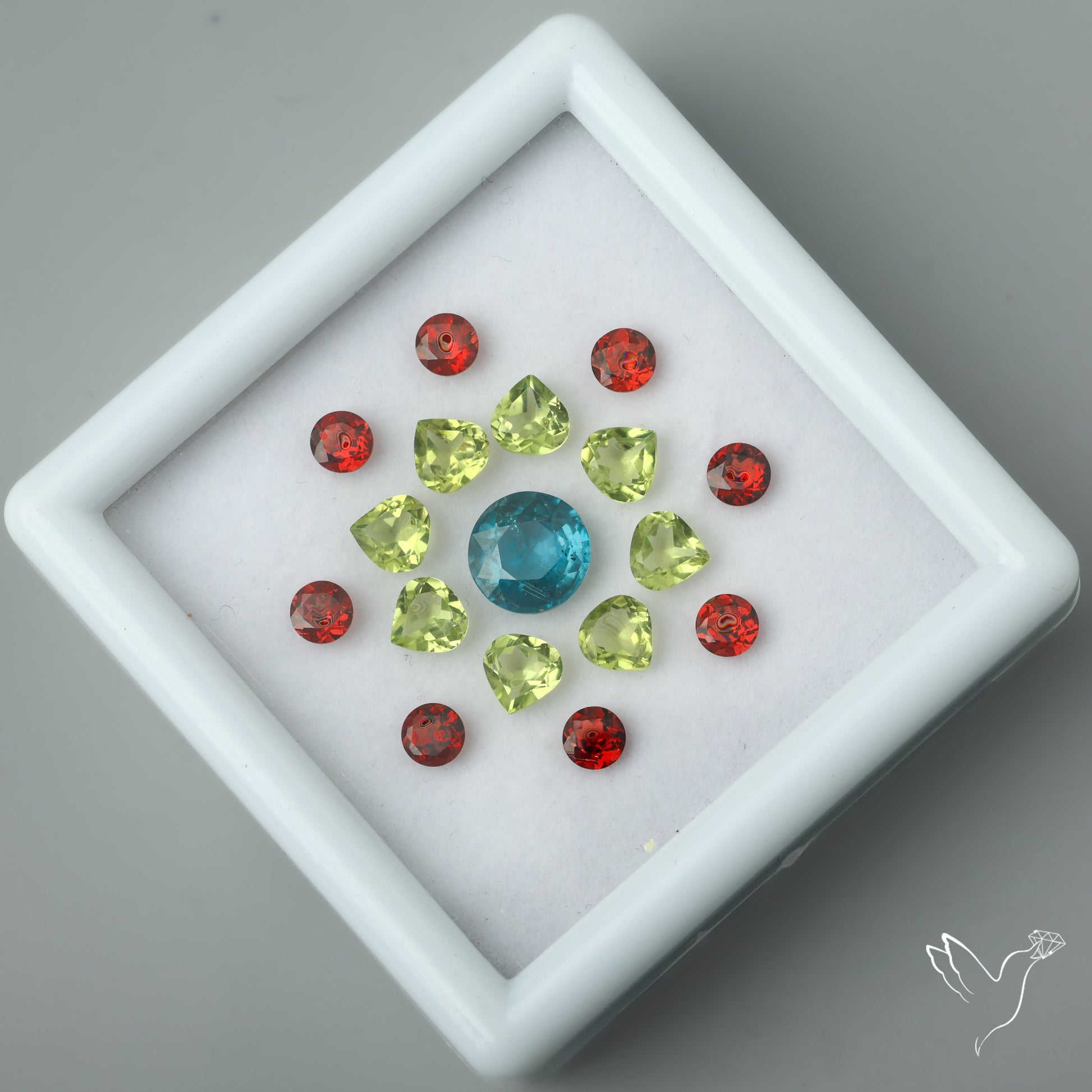 Mozambique Garnets, Peridots & AAA Teal Kyanite Set Faceted