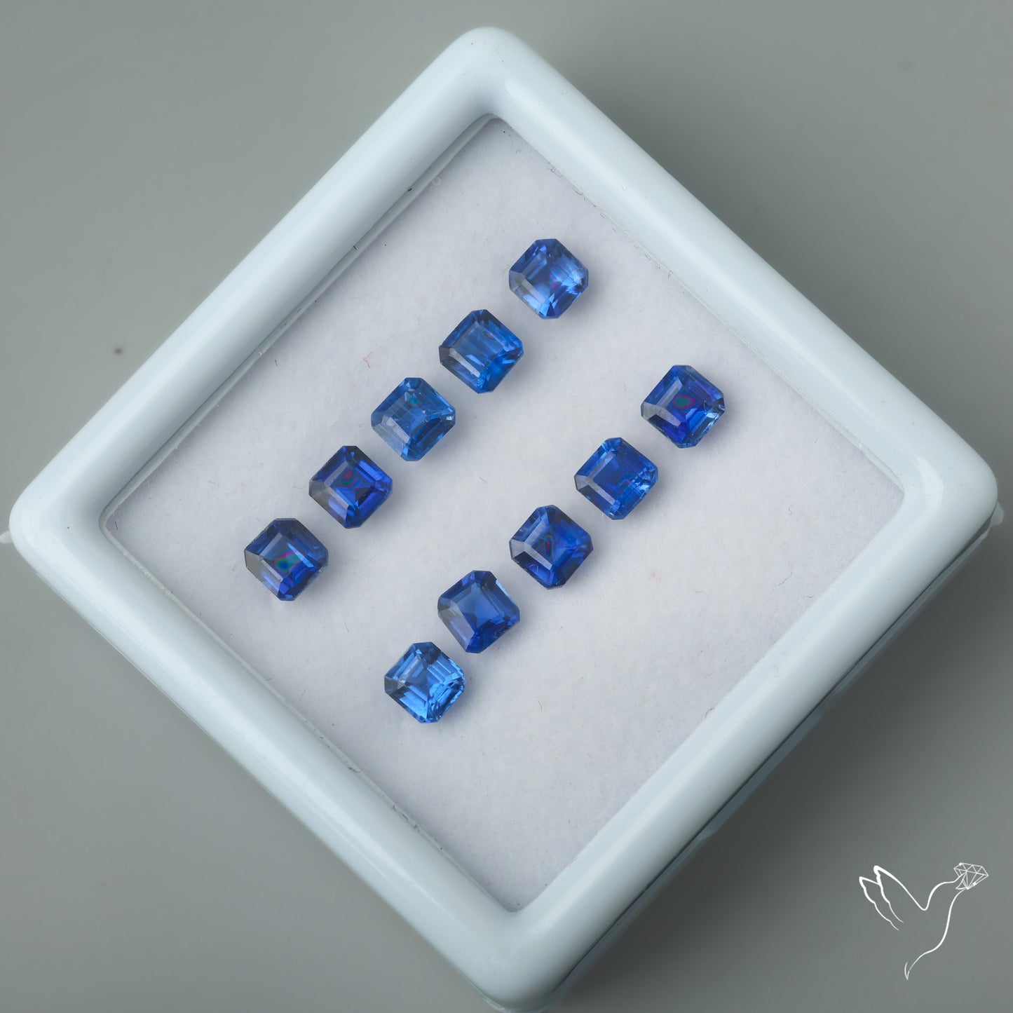 Faceted Blue Kyanite Squares Pairs Set