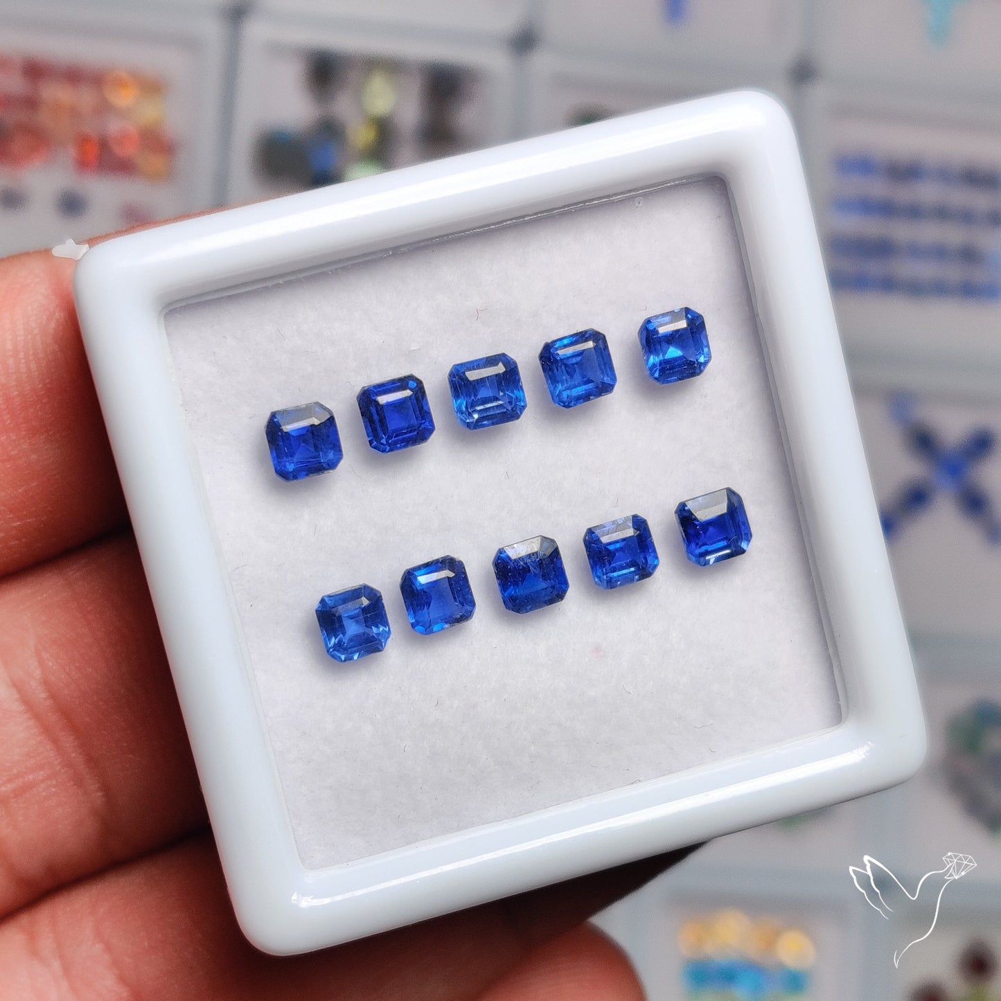 Faceted Blue Kyanite Squares Pairs Set