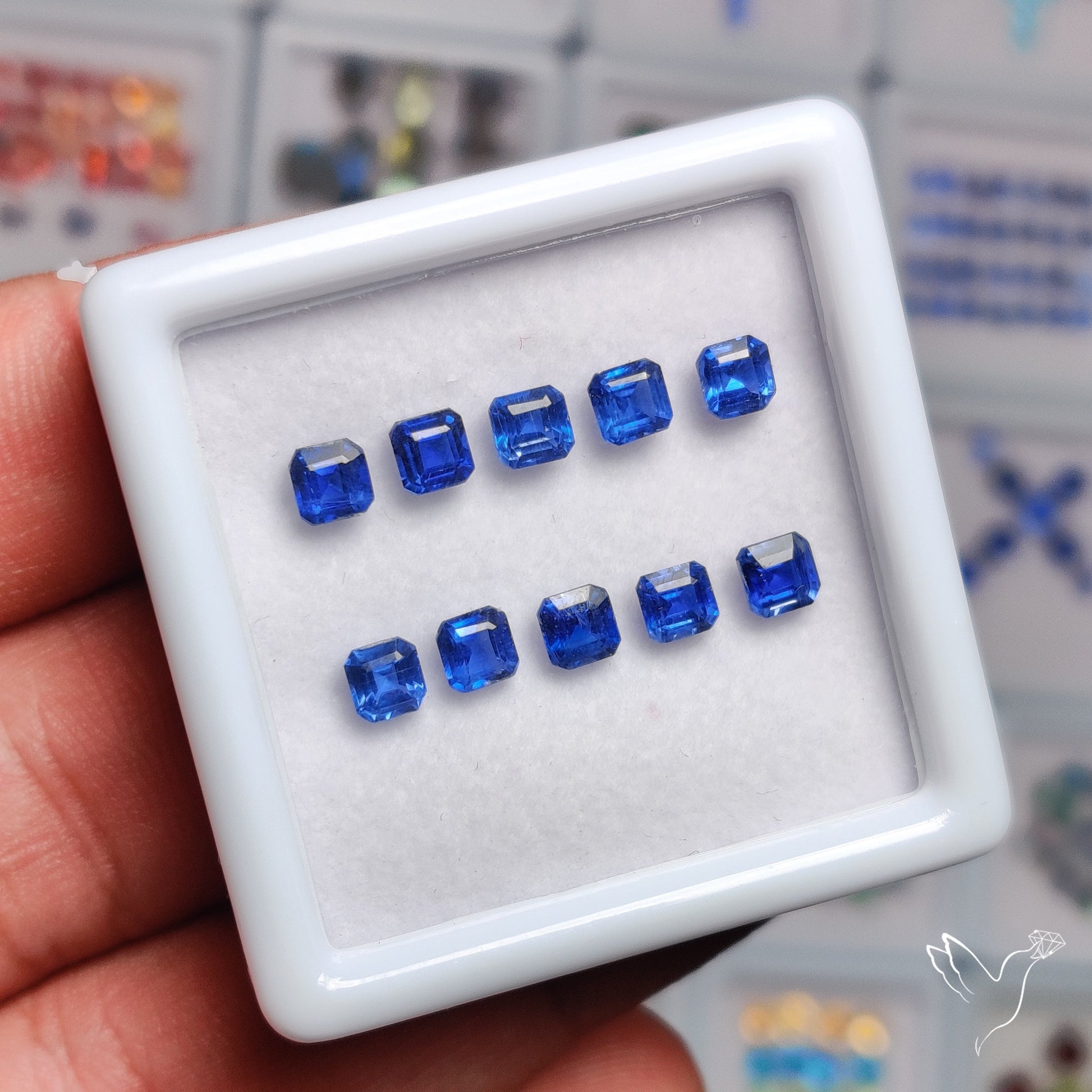 Faceted Blue Kyanite Squares Pairs Set