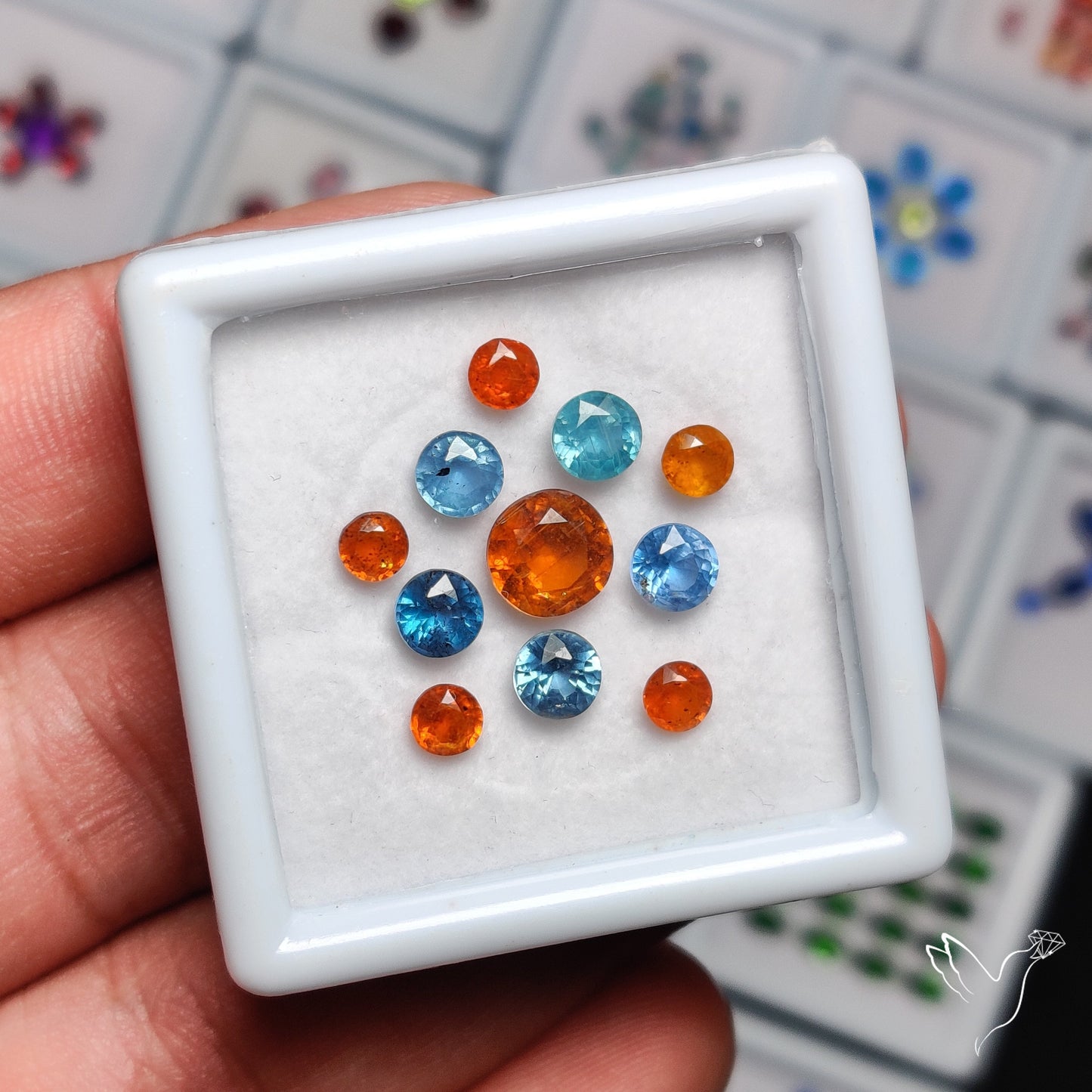 Natural Mix Kyanites- Teal & Orange Faceted Set