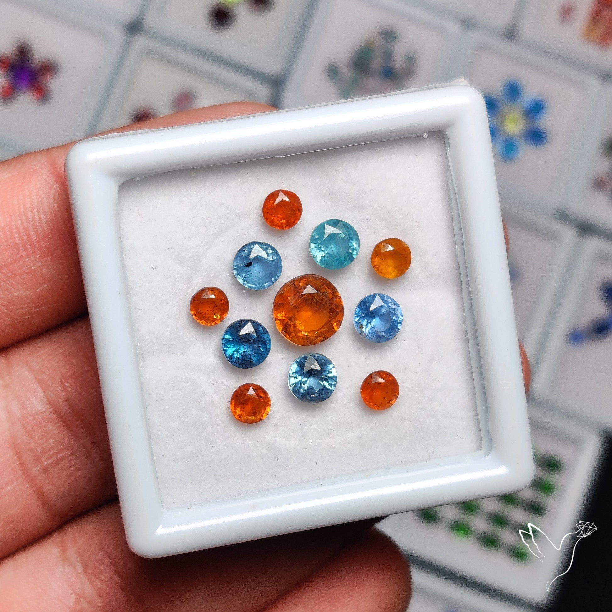 Natural Mix Kyanites- Teal & Orange Faceted Set