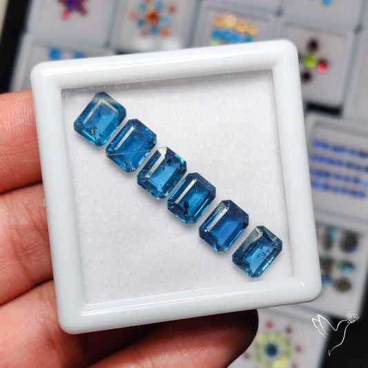 Large Teal Moss Kyanites Calibrated Set Octogon Cut Faceted