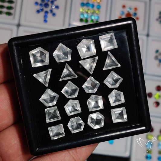 Faceted Geometric Cut Himalayan Quartz Set