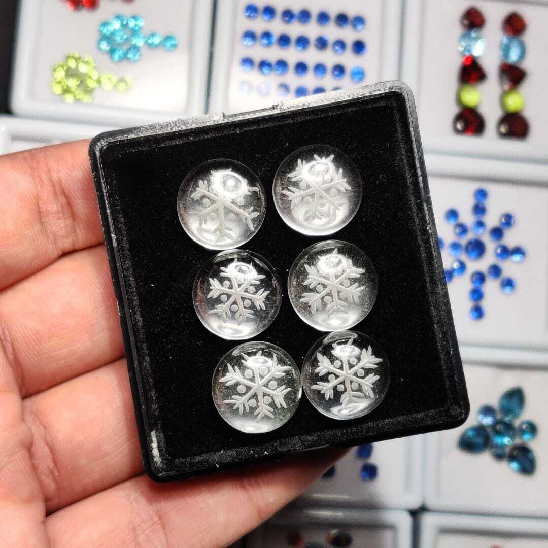 Intaglio Reverse Carving Round Himalayan Quartz Set