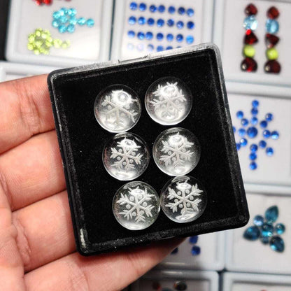 Intaglio Reverse Carving Round Himalayan Quartz Set