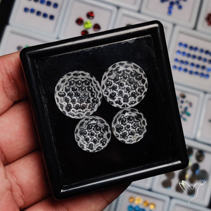 Himalayan Clear Quartz Intaglio Reverse Carving Faceted Rounds Set