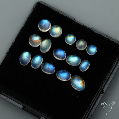 High Grade Rainbow Moonstone Cabochons Set