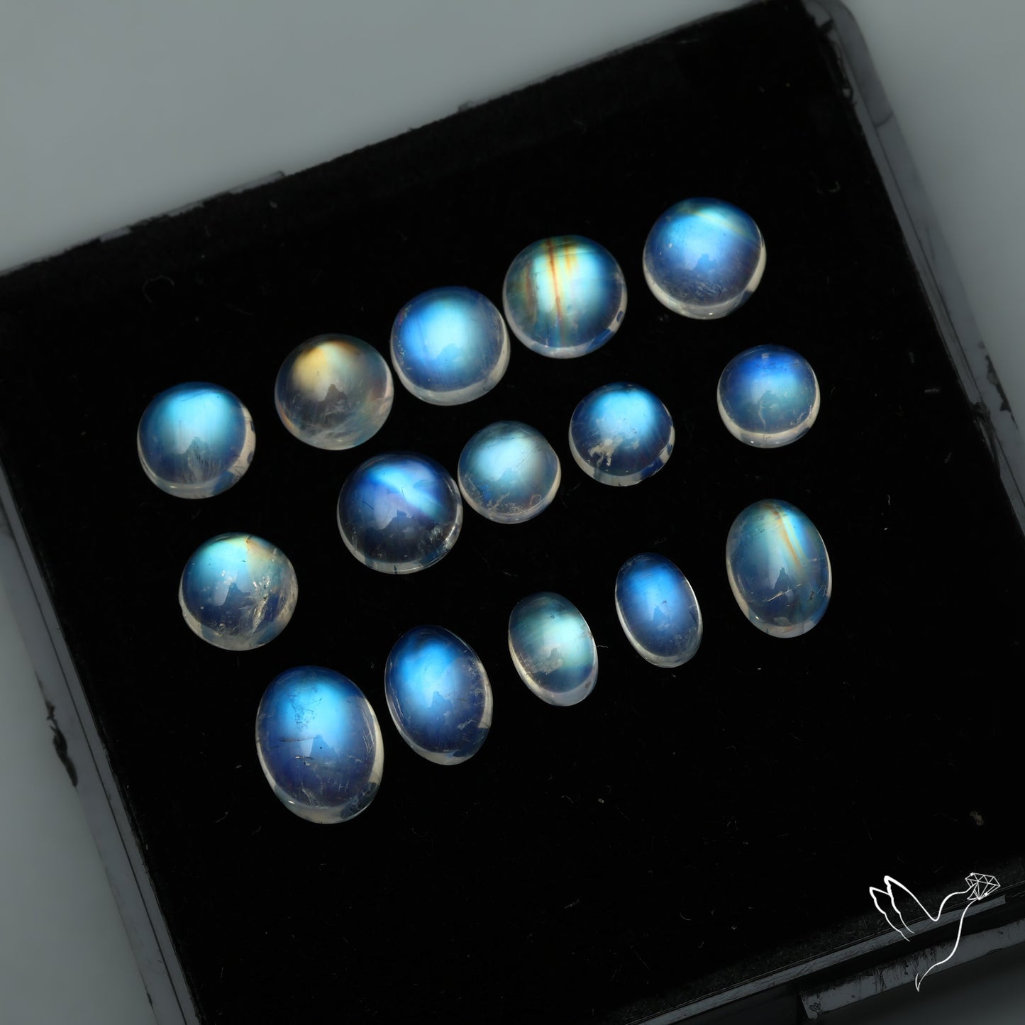 High Grade Rainbow Moonstone Cabochons Set