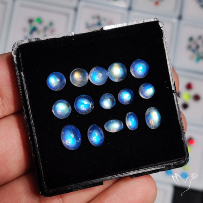 High Grade Rainbow Moonstone Cabochons Set