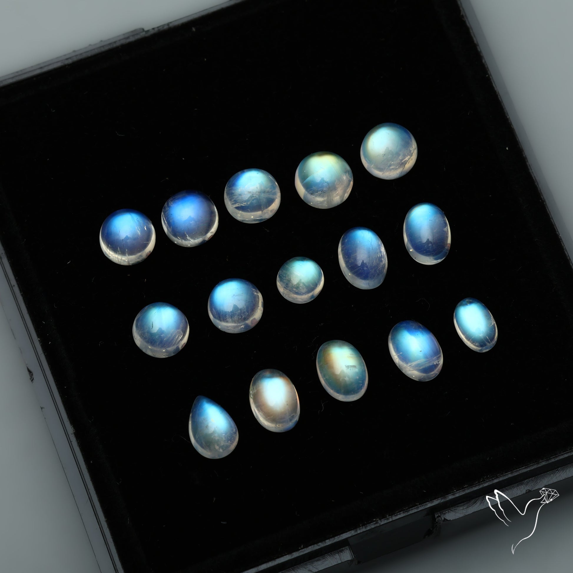 High Grade Rainbow Moonstone Cabochons Set