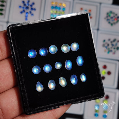 High Grade Rainbow Moonstone Cabochons Set
