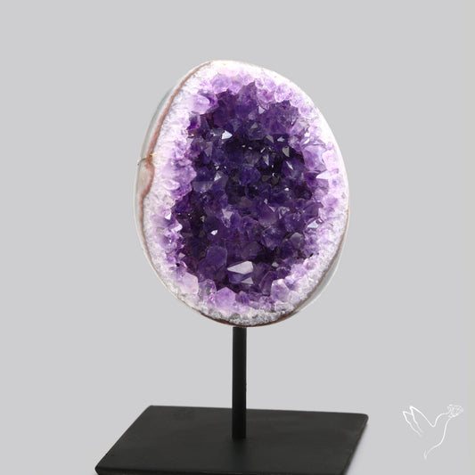 Deep Purple Amethyst Druzy Cluster Specimen with Stand