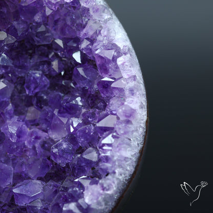 Deep Purple Amethyst Druzy Cluster Specimen with Stand