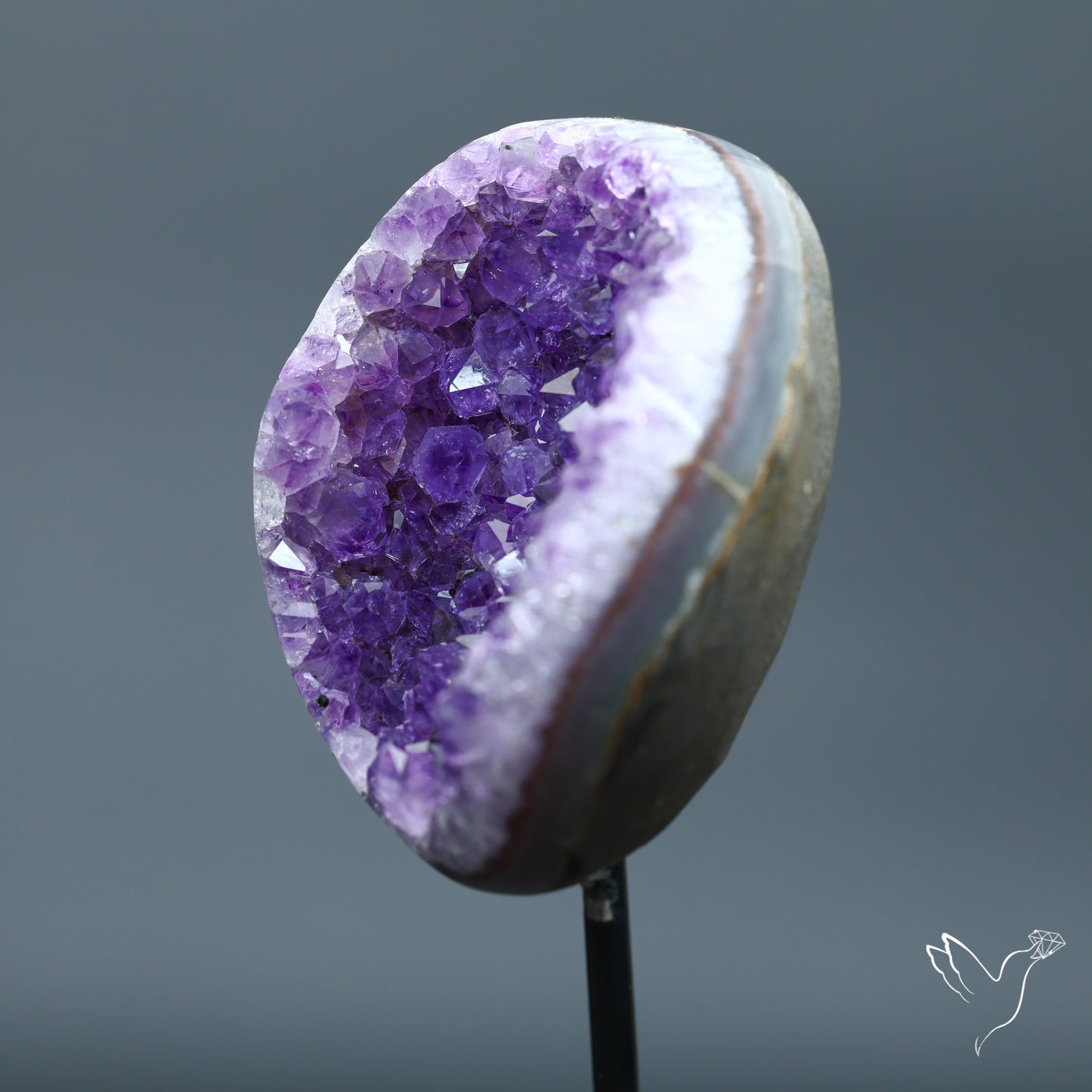 Deep Purple Amethyst Druzy Cluster Specimen with Stand