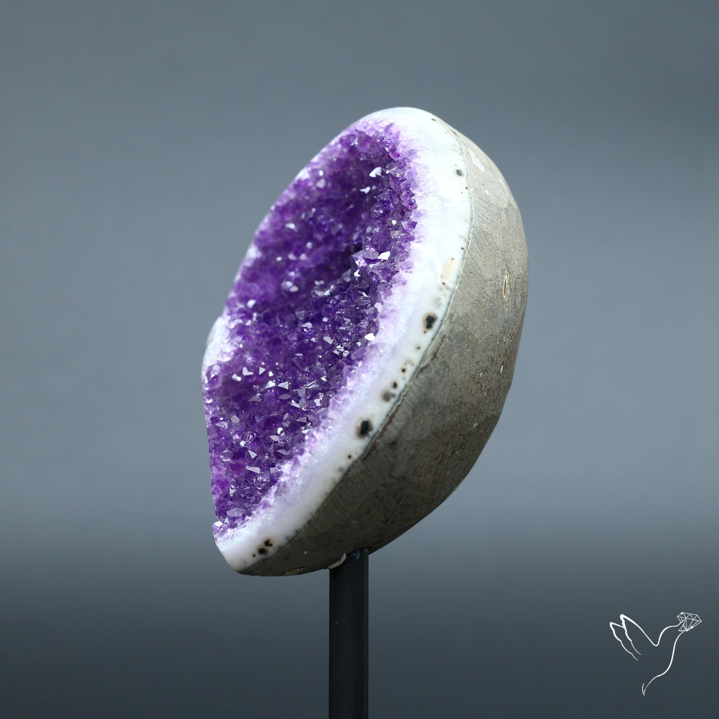 Deep Purple Amethyst Druzy Cluster Specimen with Stand