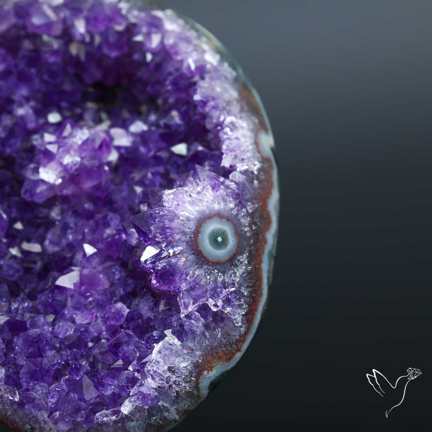 Deep Purple Amethyst Druzy Cluster Specimen with Stand