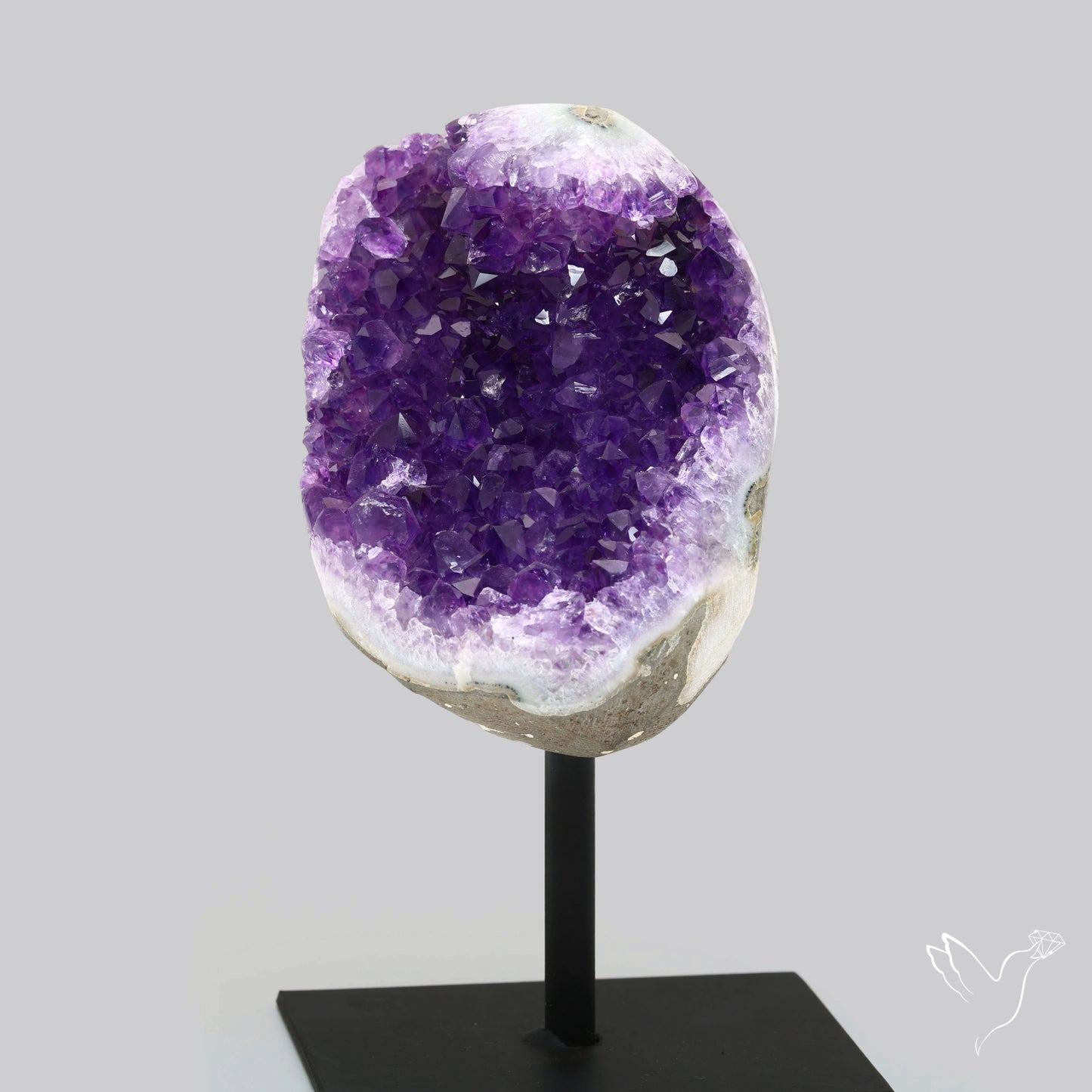Deep Purple Amethyst Druzy Cluster Specimen with Stand