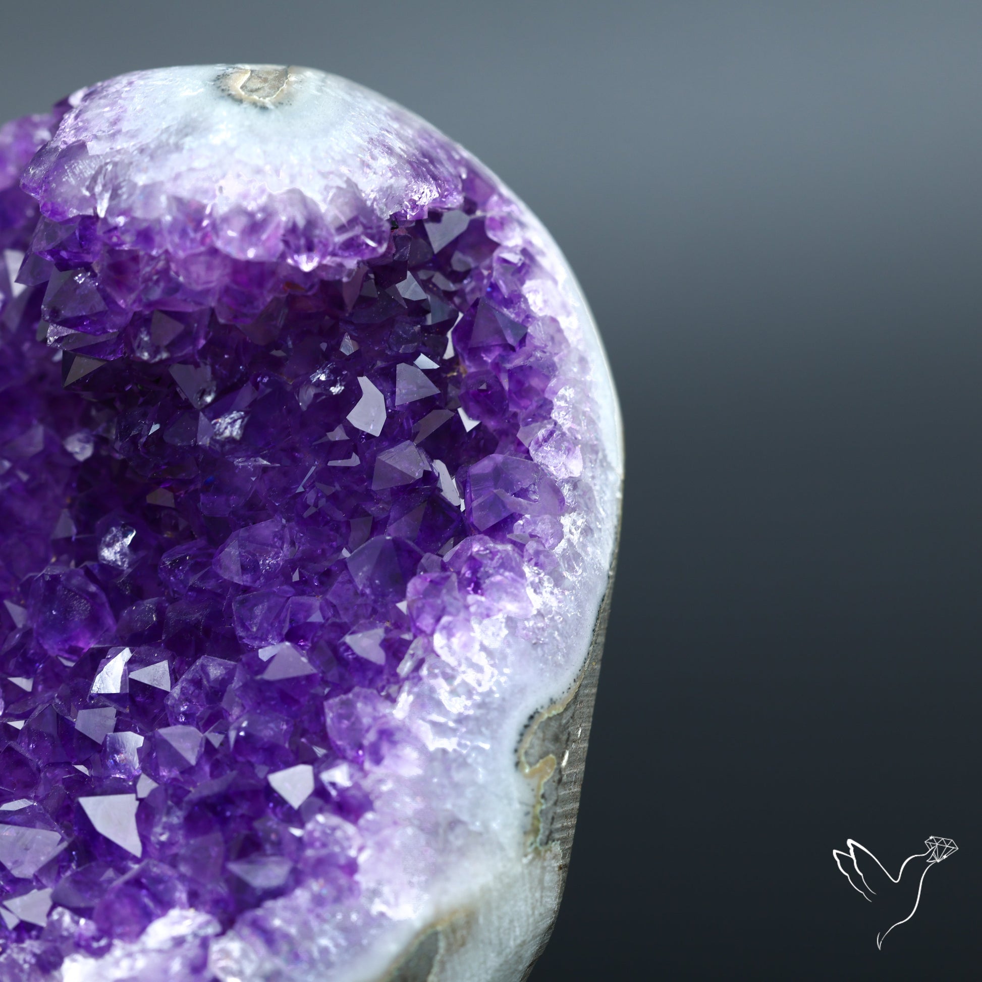 Deep Purple Amethyst Druzy Cluster Specimen with Stand