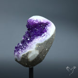 Deep Purple Amethyst Druzy Cluster Specimen with Stand