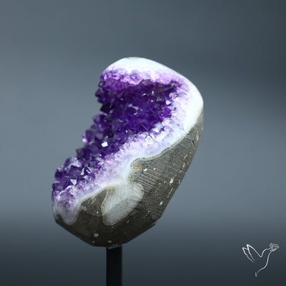 Deep Purple Amethyst Druzy Cluster Specimen with Stand