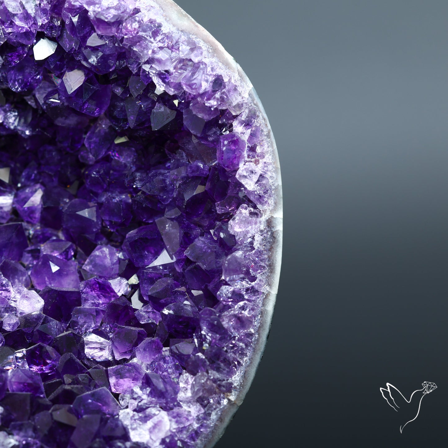 Amethyst Druzy Cluster Specimen with Stand Deep Purple