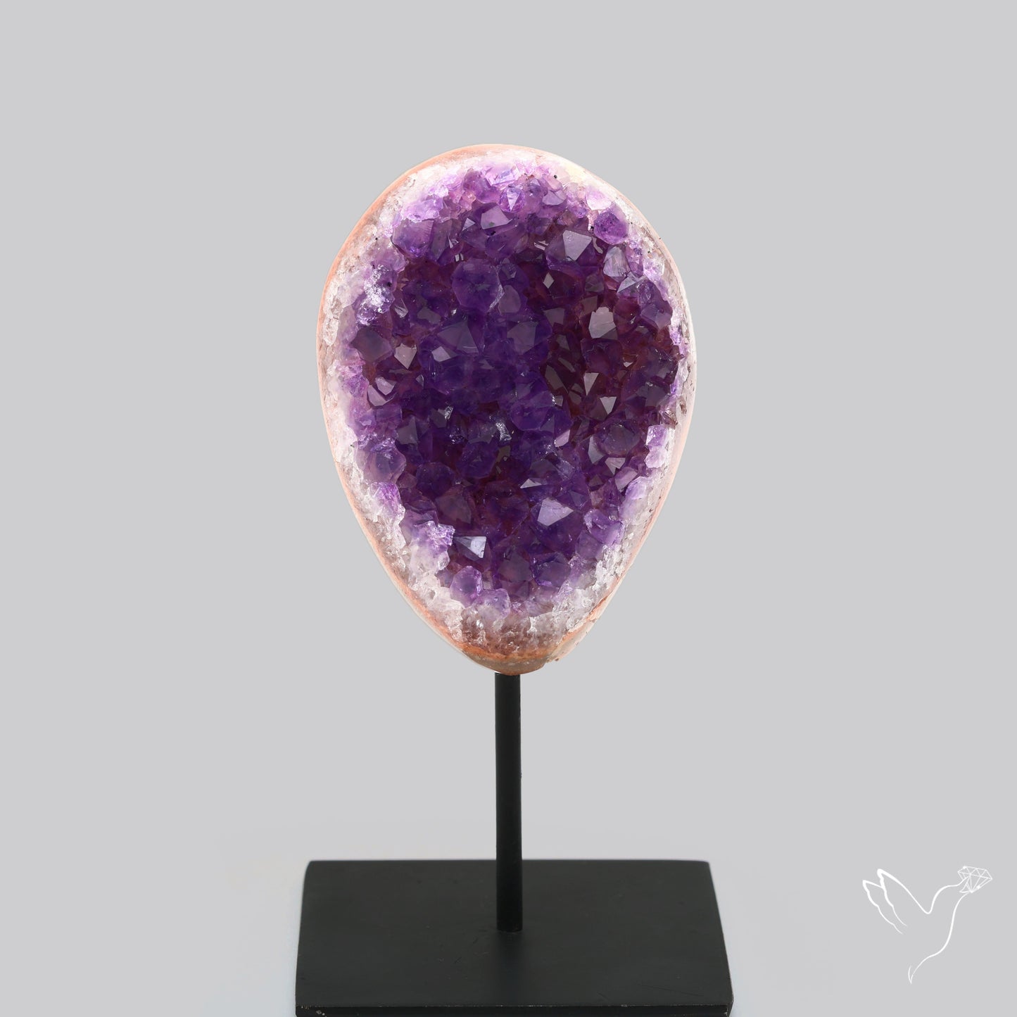 Amethyst Druzy Cluster Specimen with Stand Deep Purple