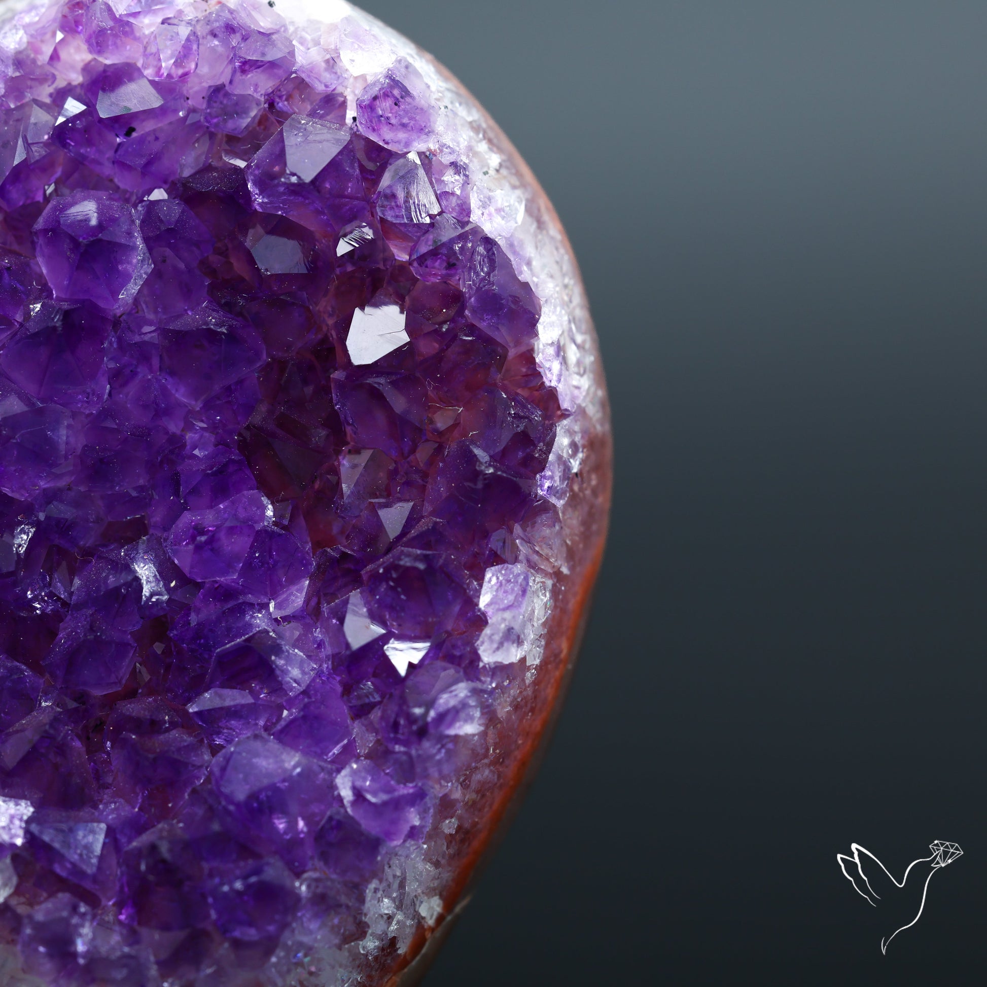 Amethyst Druzy Cluster Specimen with Stand Deep Purple