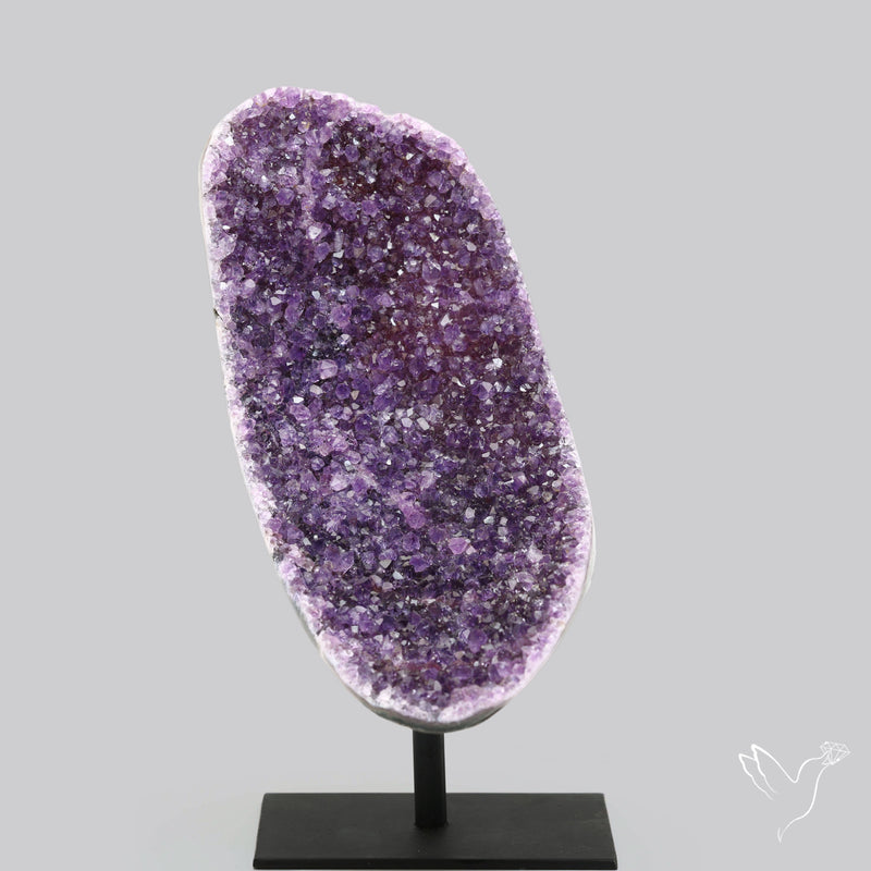 Amethyst Druzy Cluster Specimen Deep Purple with Stand