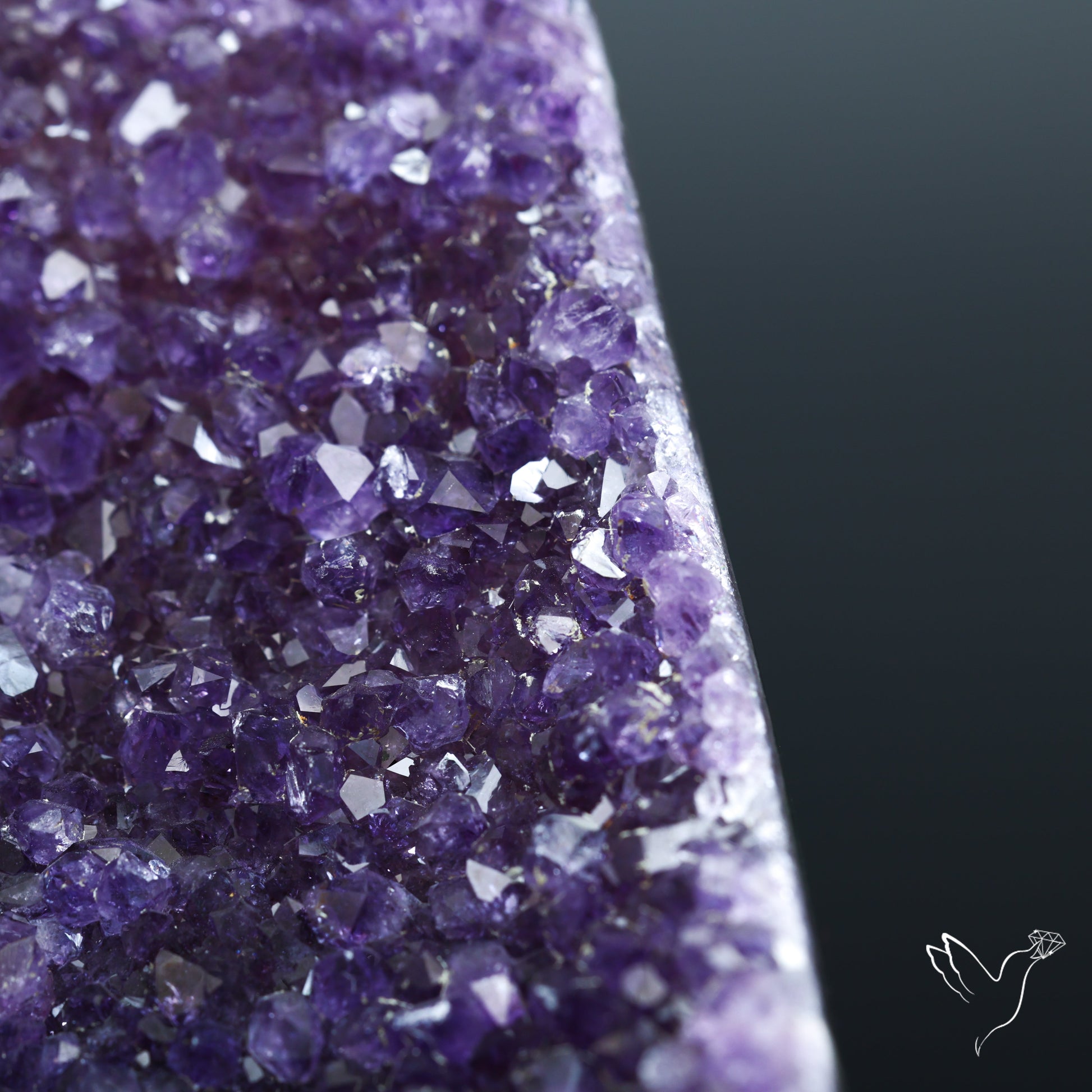 Amethyst Druzy Cluster Specimen Deep Purple with Stand