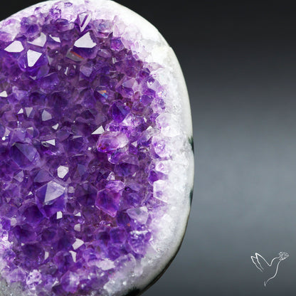 Amethyst Druzy Cluster Specimen Deep Purple with Stand