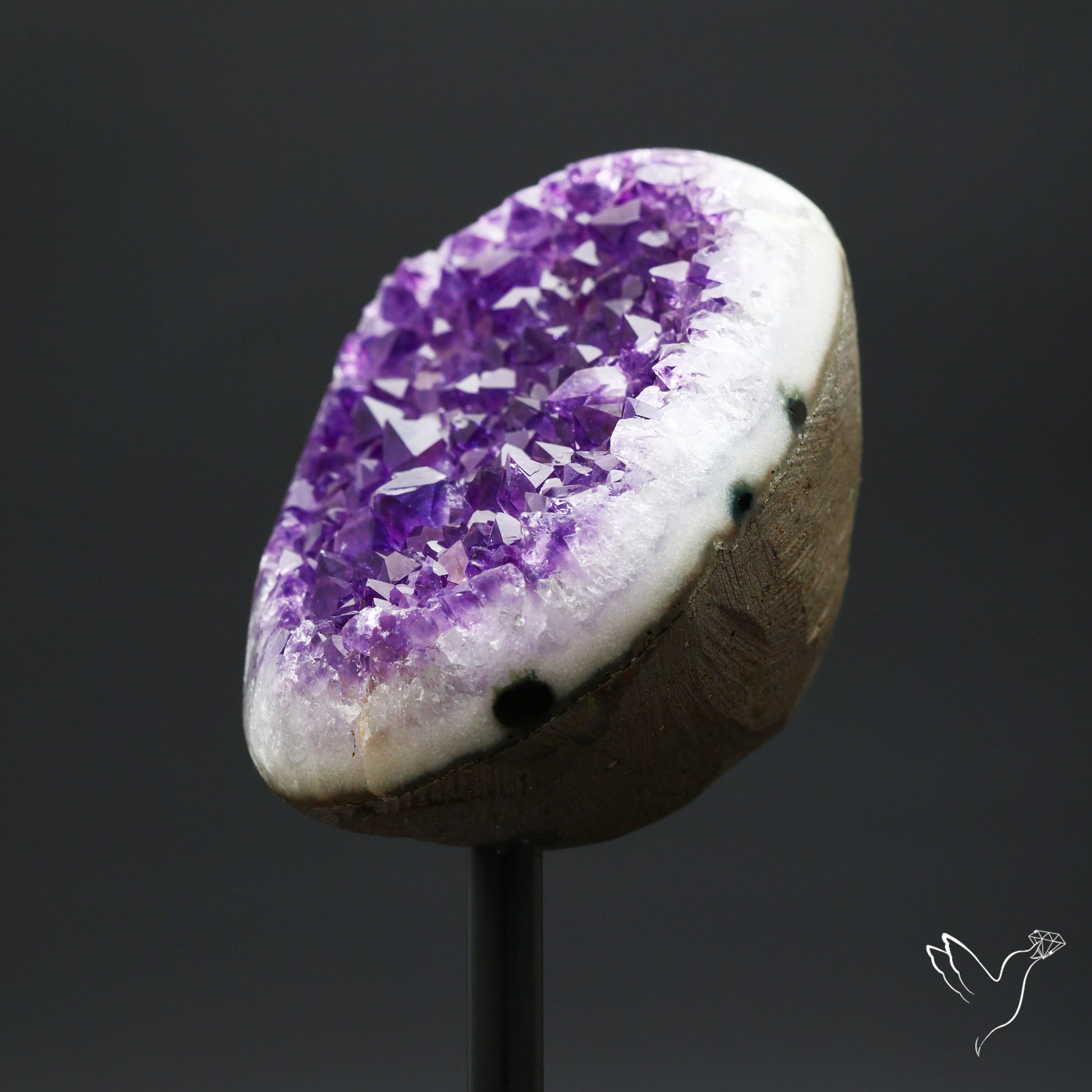 Amethyst Druzy Cluster Specimen Deep Purple with Stand