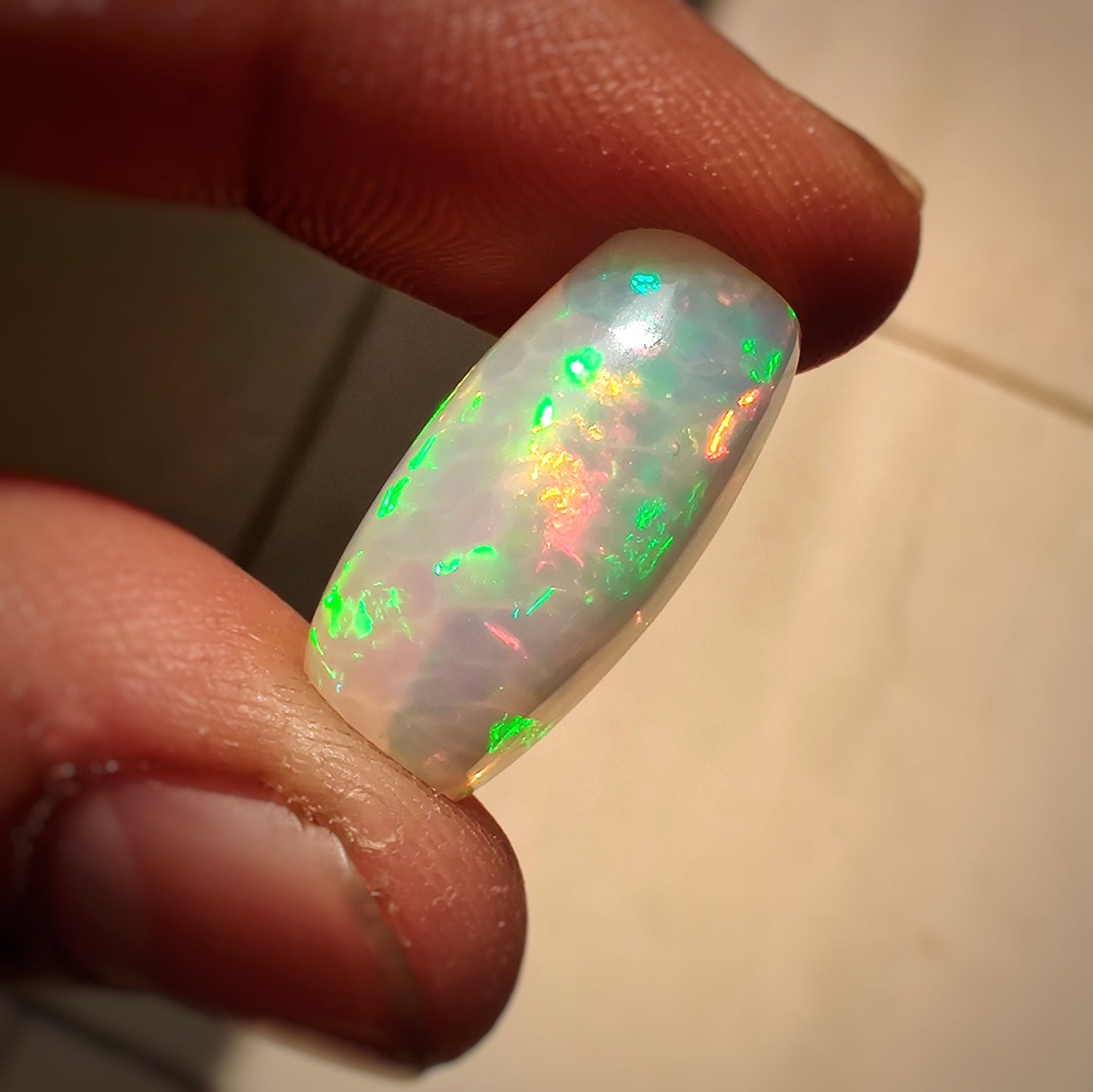 Rare Honeycomb Pattern Ethiopian Opal Cabochon