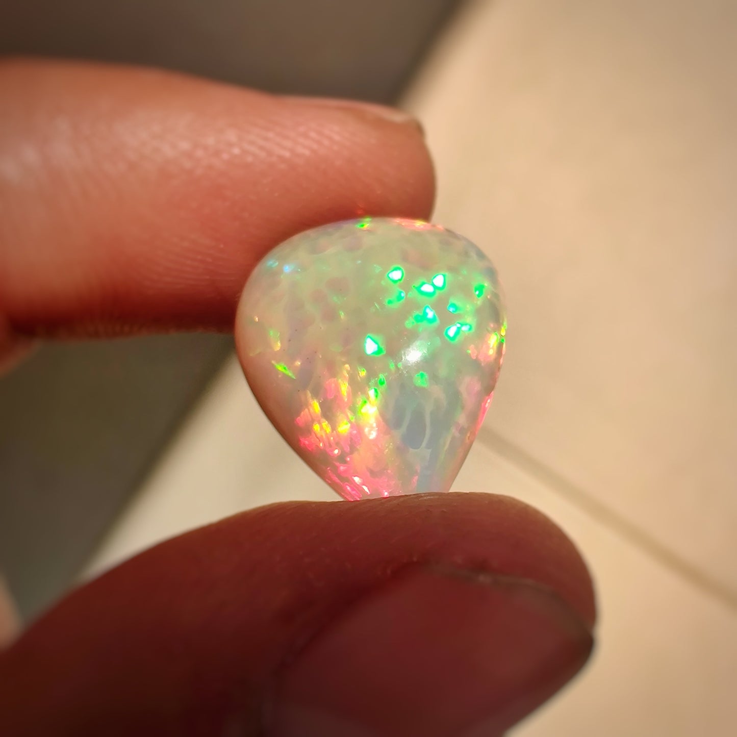 Rare Honeycomb Pattern Ethiopian Opal Cabochon