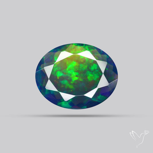 Ethiopian Black Opal Faceted Smoked