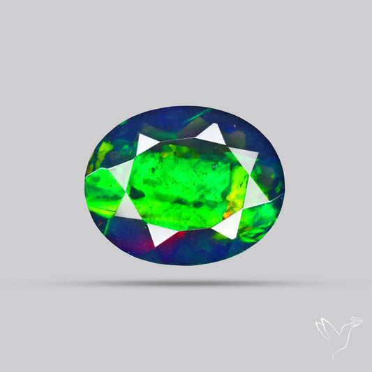 Ethiopian Black Opal Faceted Smoked