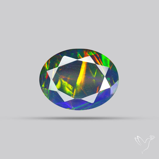 Ethiopian Black Opal Faceted Smoked