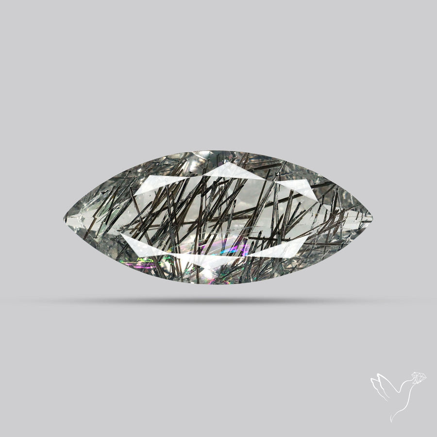 Faceted Sri Lankan Black Rutilated Quartz